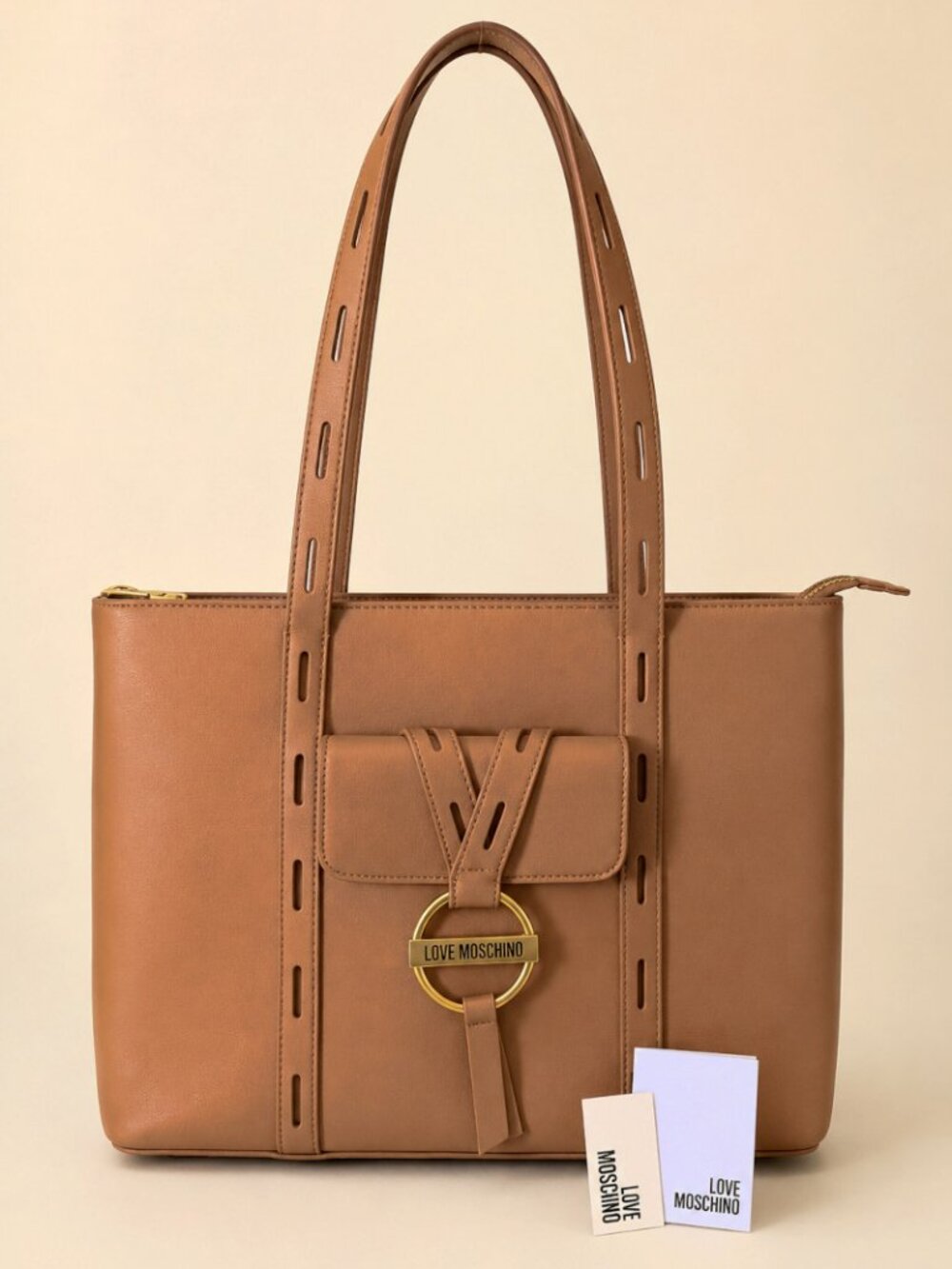Love Moschino Cammello Zip Tote Caramel NWOT